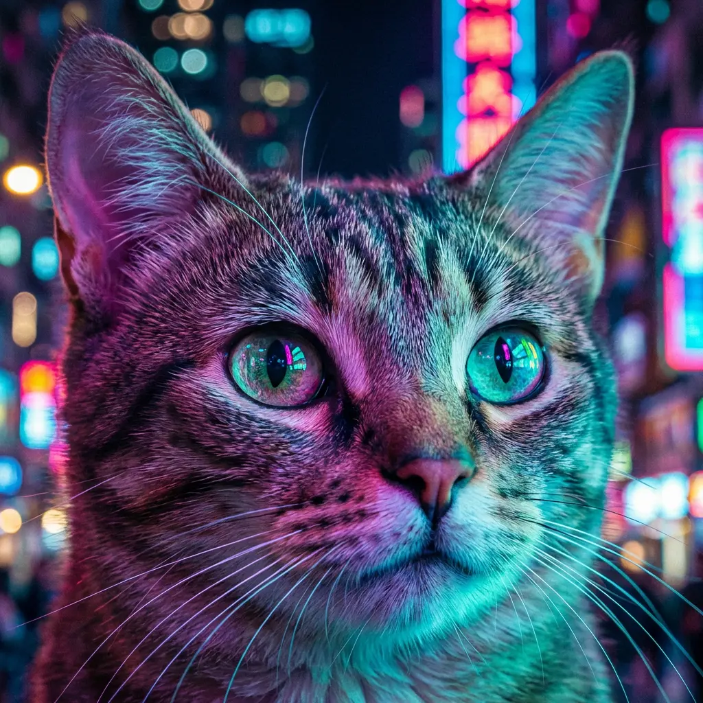 CatUnderTheNeonBridge