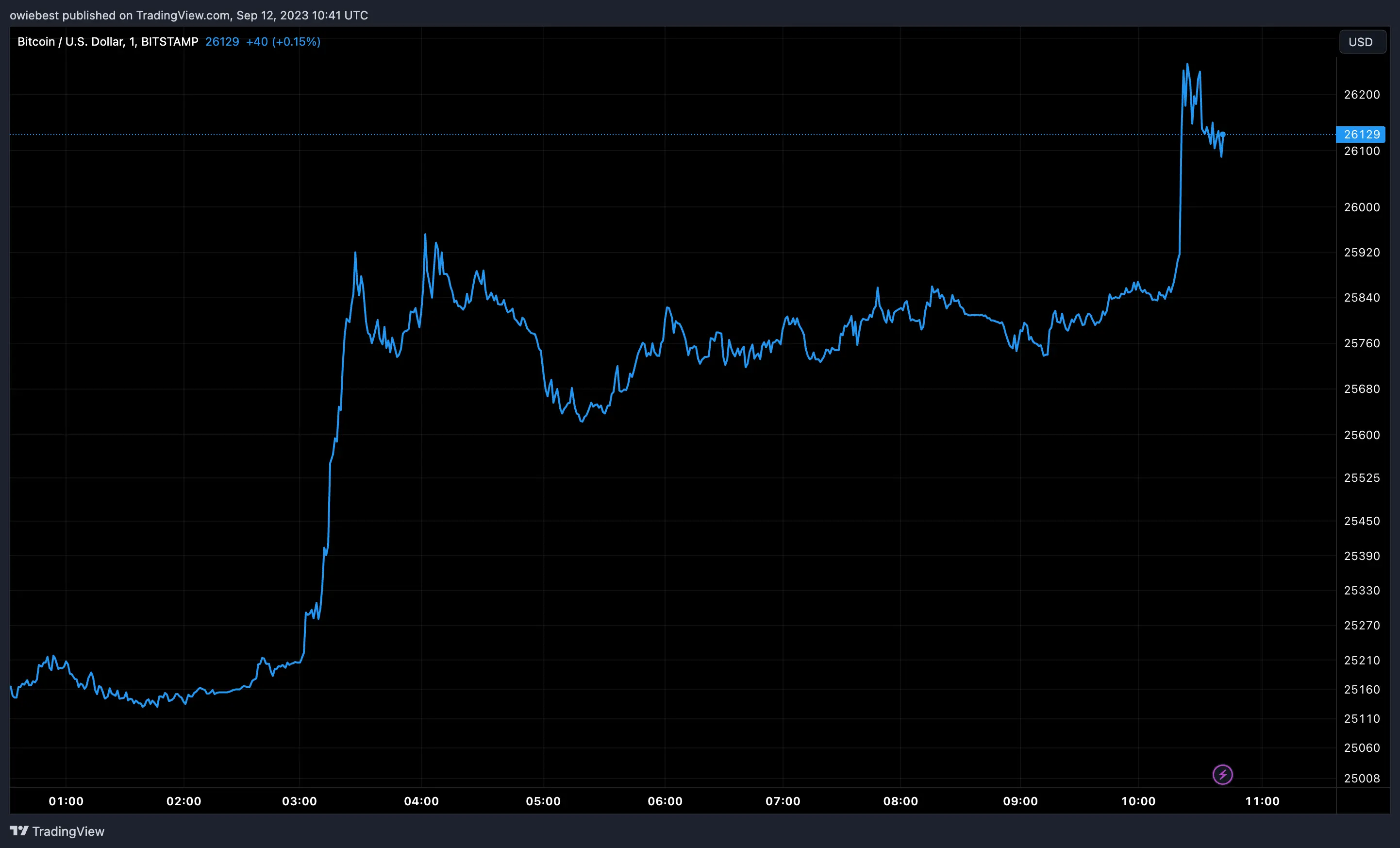Bitcoin price chart from Tradingview.com