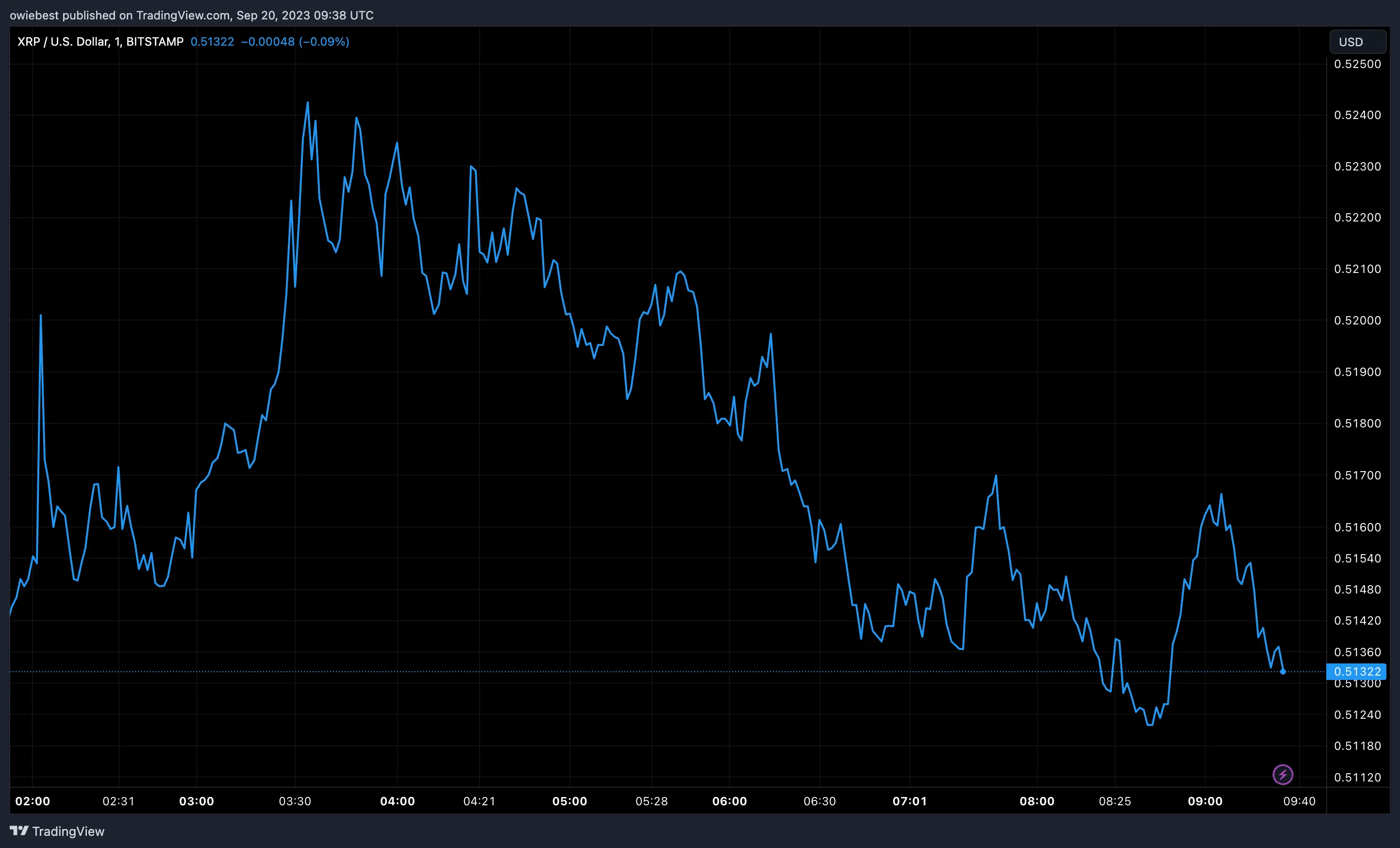 Ripple XRP price chart from Tradingview.com (XRP $10,000)