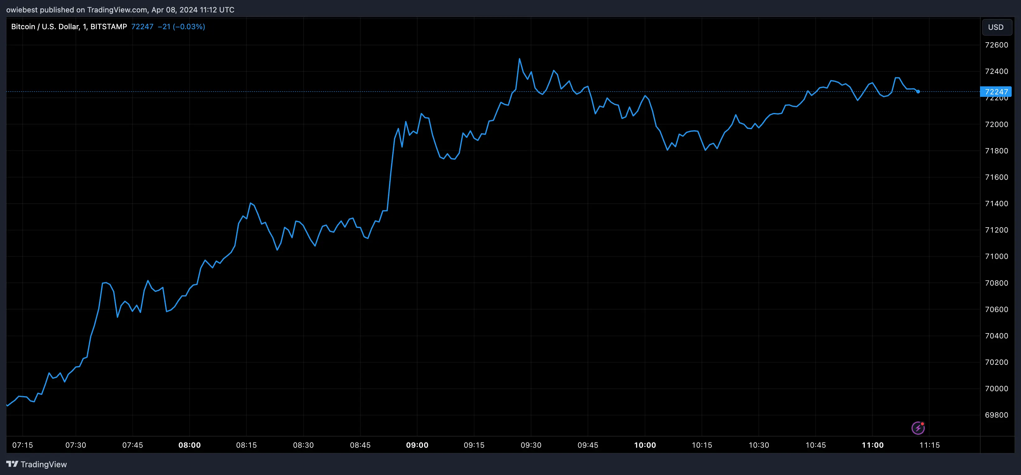 Bitcoin price chart from Tradingview.com