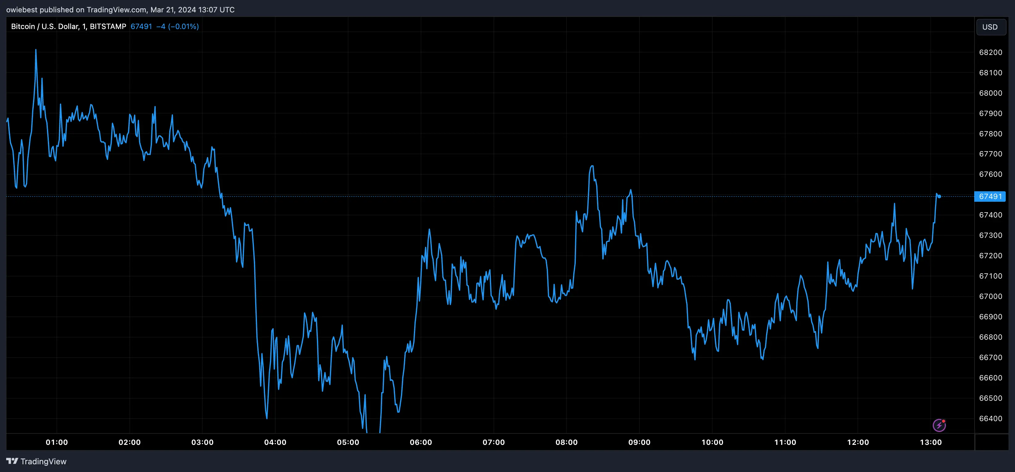 Bitcoin price chart from Tradingview.com