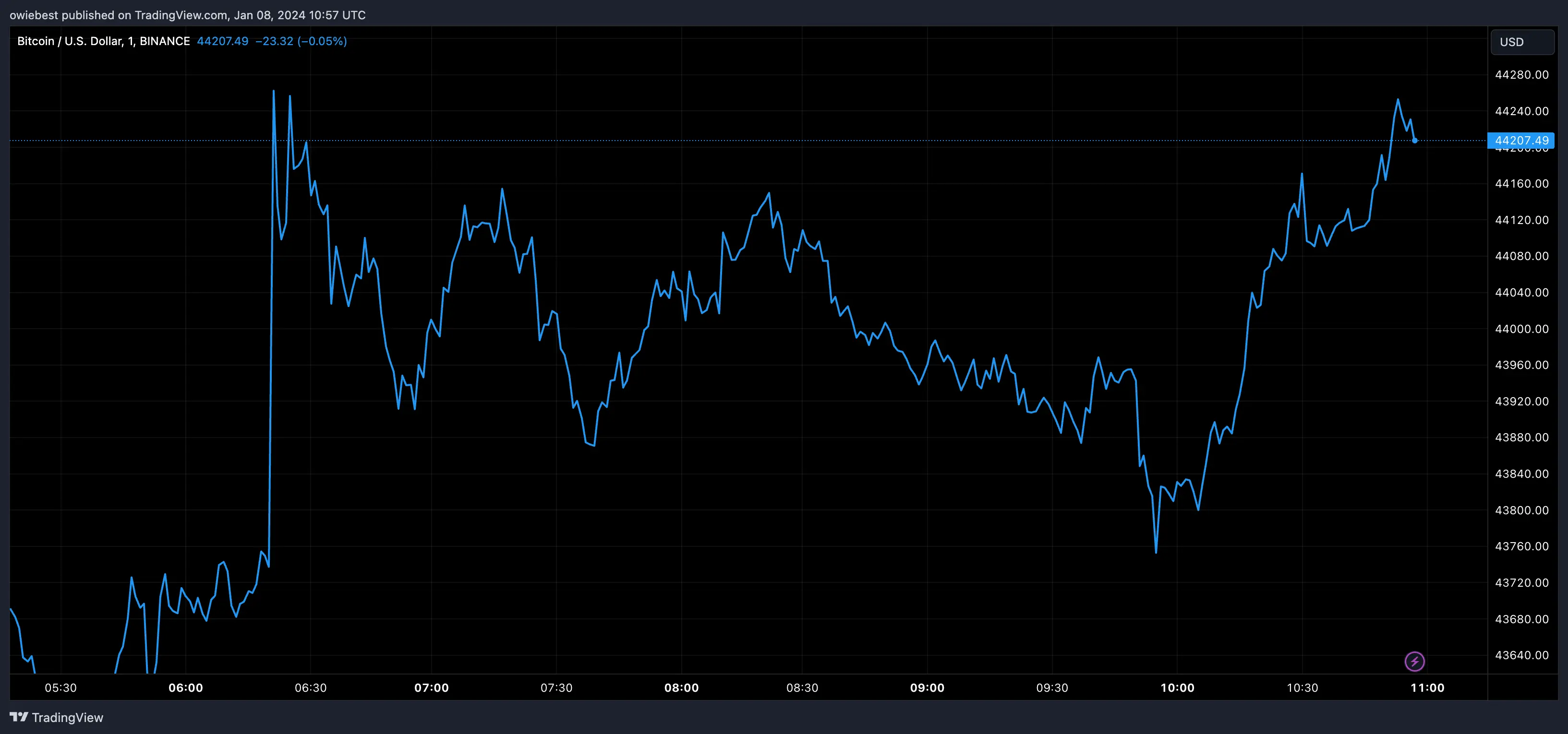Bitcoin price chart from Tradingview.com