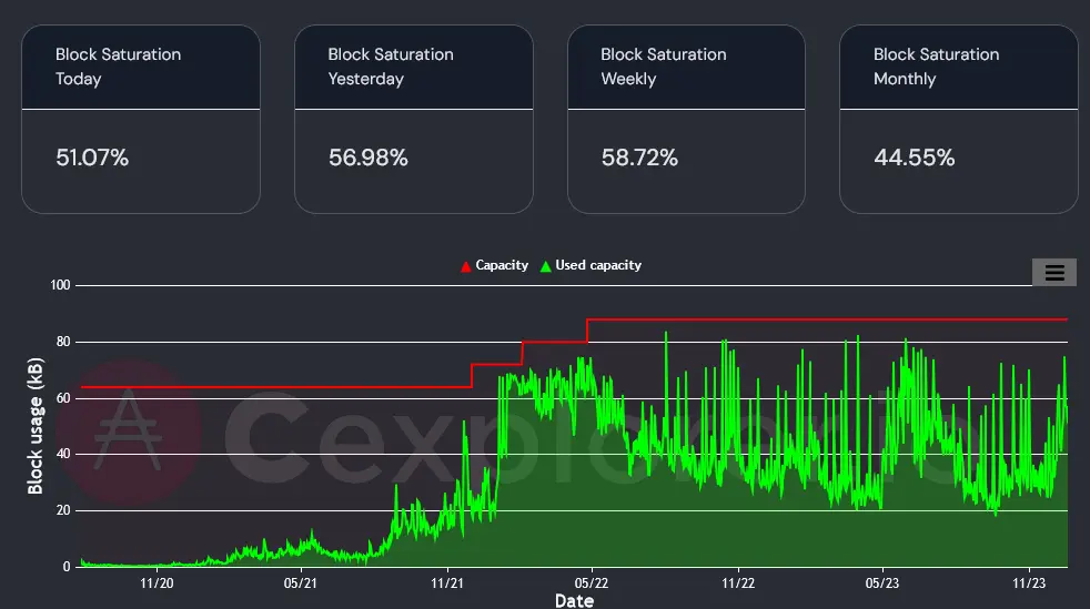 Cardano network capacity | Source: Cexplorer