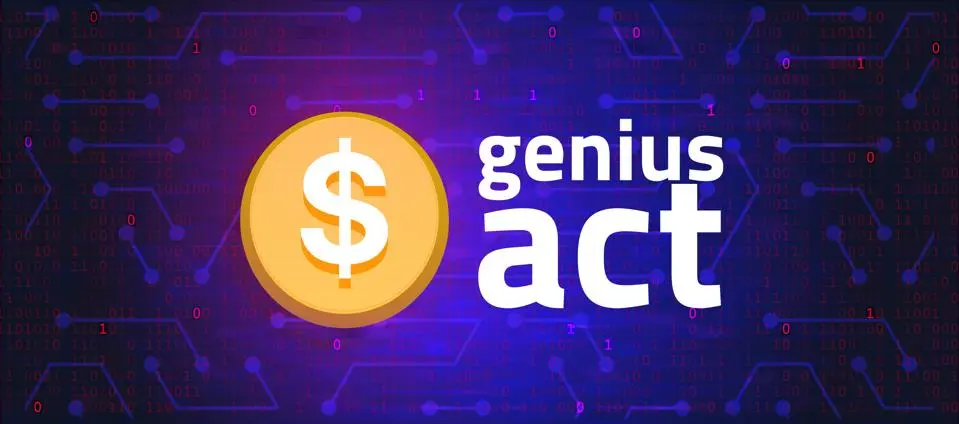 Minh họa đại diện cho Đạo luật GENIUS, Dự luật lập pháp đầu tiên của Mỹ để điều chỉnh stablecoin