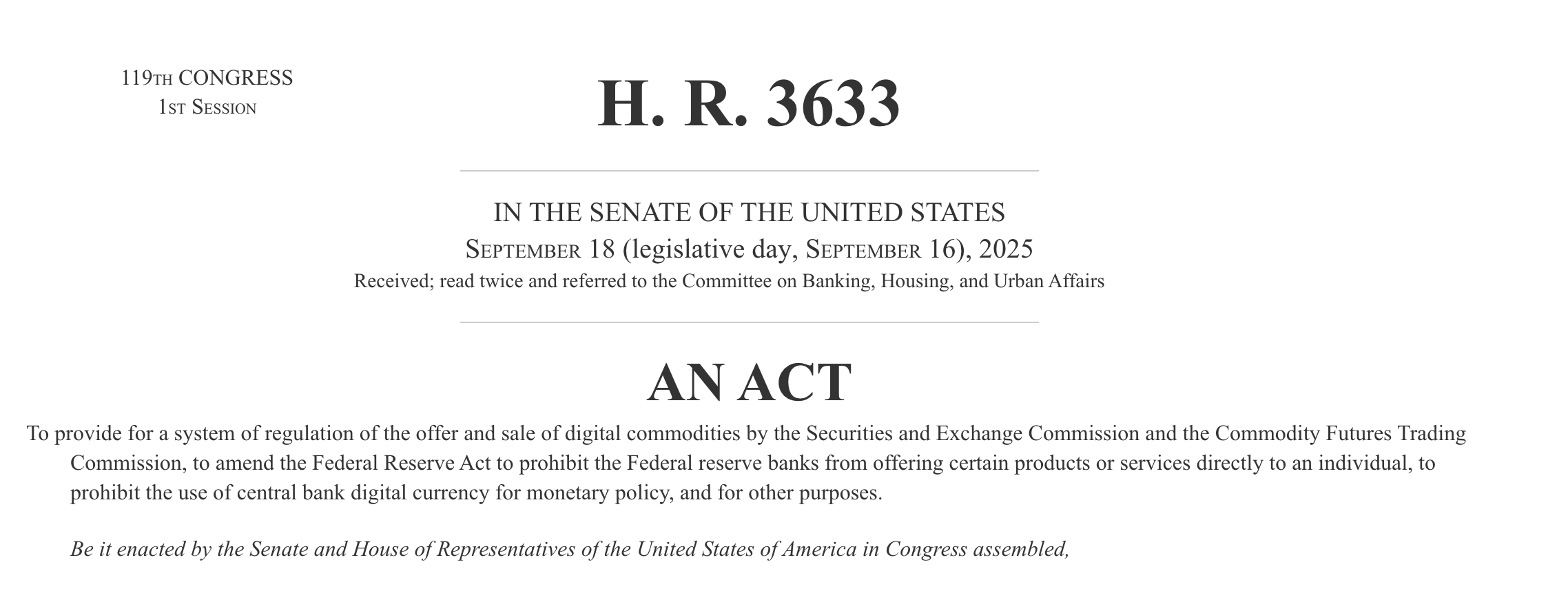 Preâmbulo da lei CLARITY