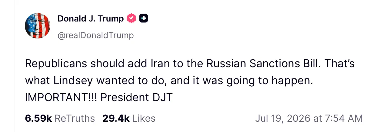 Truth Social DJT post.