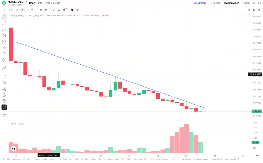HOOLI 上线后连续回落，短线交易情绪明显降温
