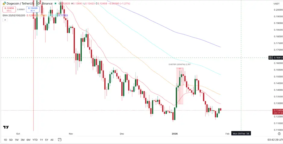 Giá Dogecoin vẫn ổn định trong khi biểu đồ cho thấy khả năng phục hồi 30%