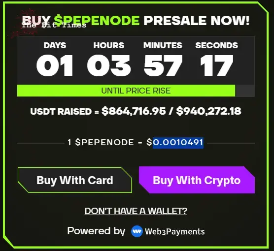 Pepenode Ön Satış widgetının resmi.