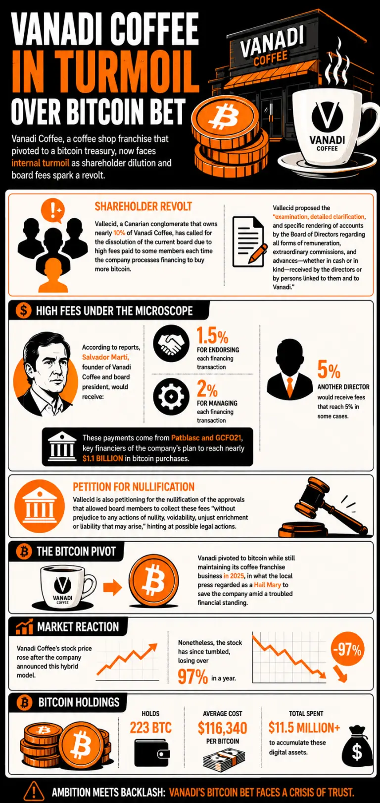 Infographic on Vanadi Coffee's Shareholder Issues