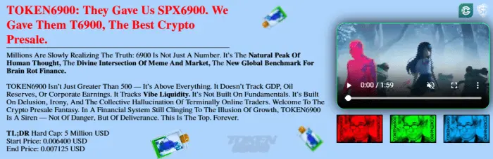 Token6900 هو ما يصف نفسه بأنه 'أفضل عرض عملة مشفرة.'