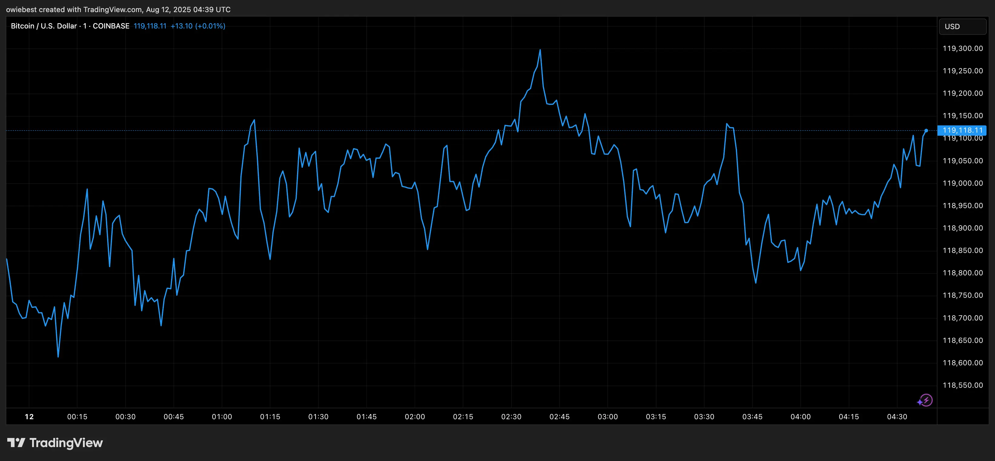 Gráfico de precios de Bitcoin de TradingView.com