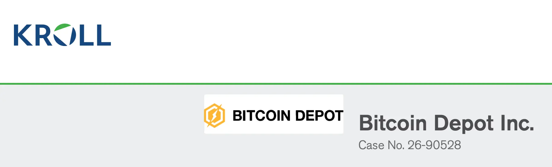 Kroll Bankruptcy Screenshot from the Bitcoin Depot Case.