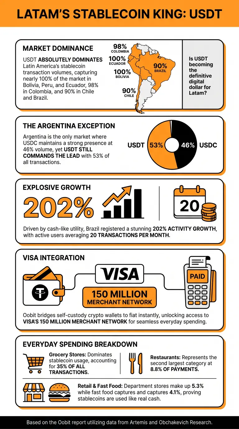 Infographic on USDT's dominance in Latam