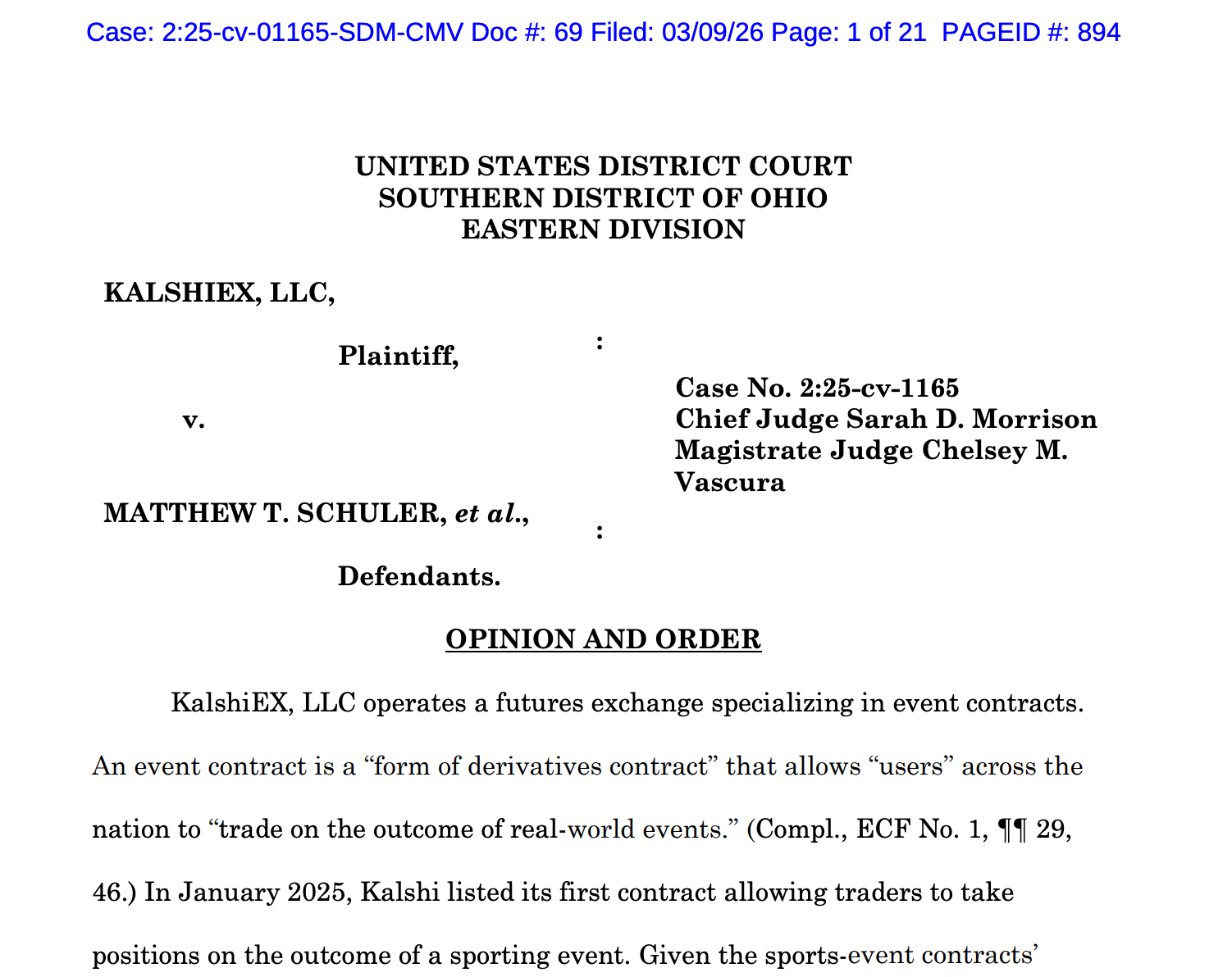 Заява про відхилення заборони Kalshi